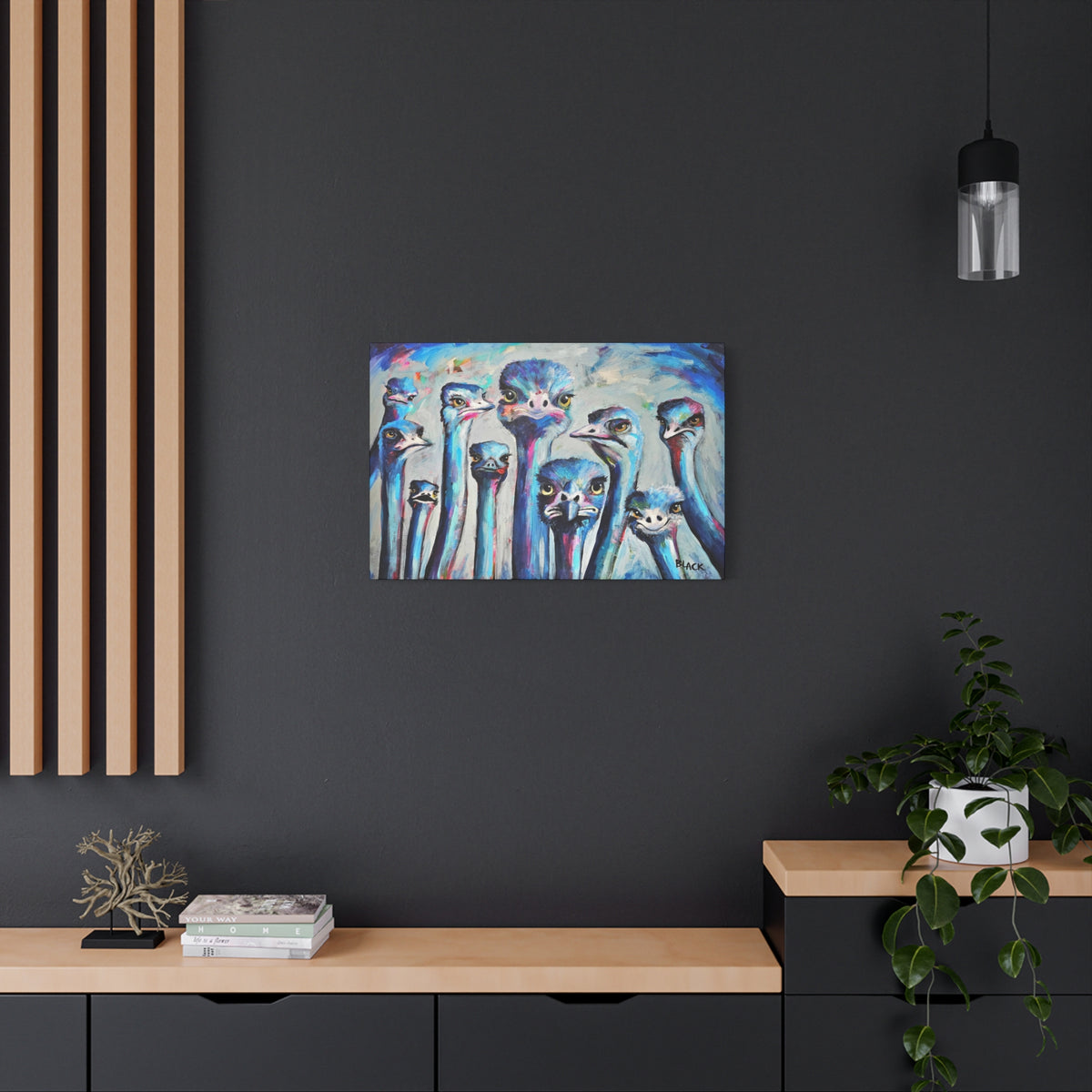 Faces Of Hope - Colourful Ostrich Canvas Wall Art, Quirky Animal Decor, Unique Home Decoration, Bird Lovers Gift, Fun Print