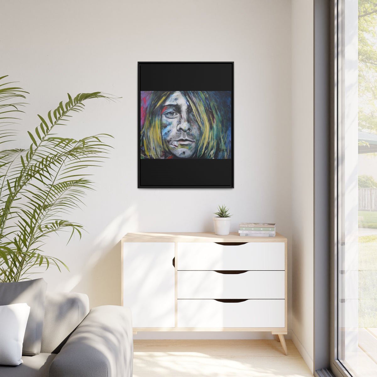 Kurt Cobain Matte Canvas, Black Frame