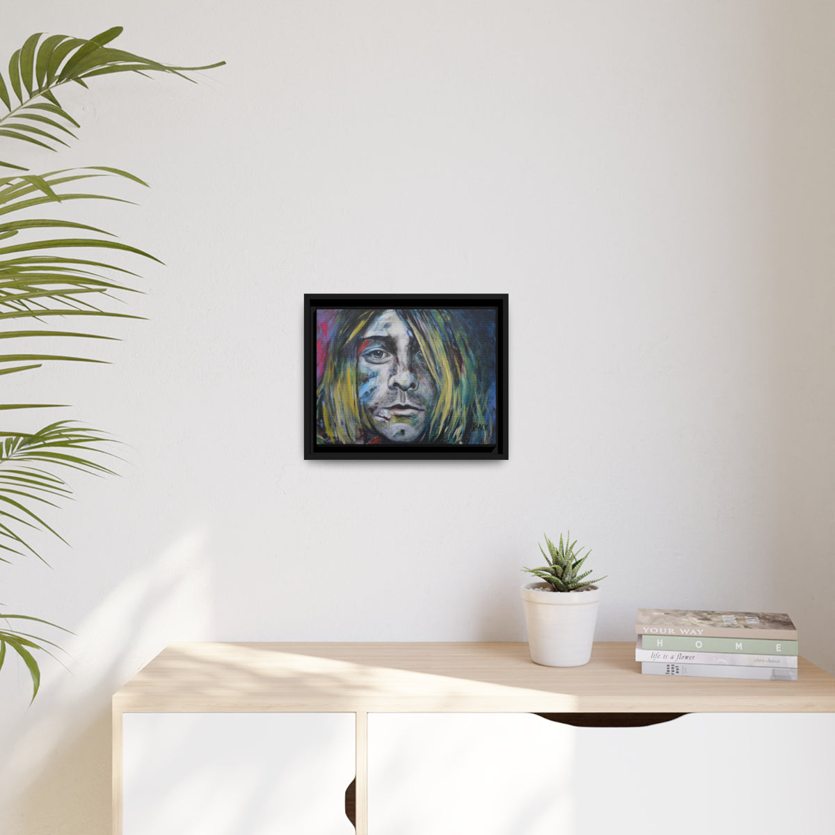 Kurt Cobain Matte Canvas, Black Frame