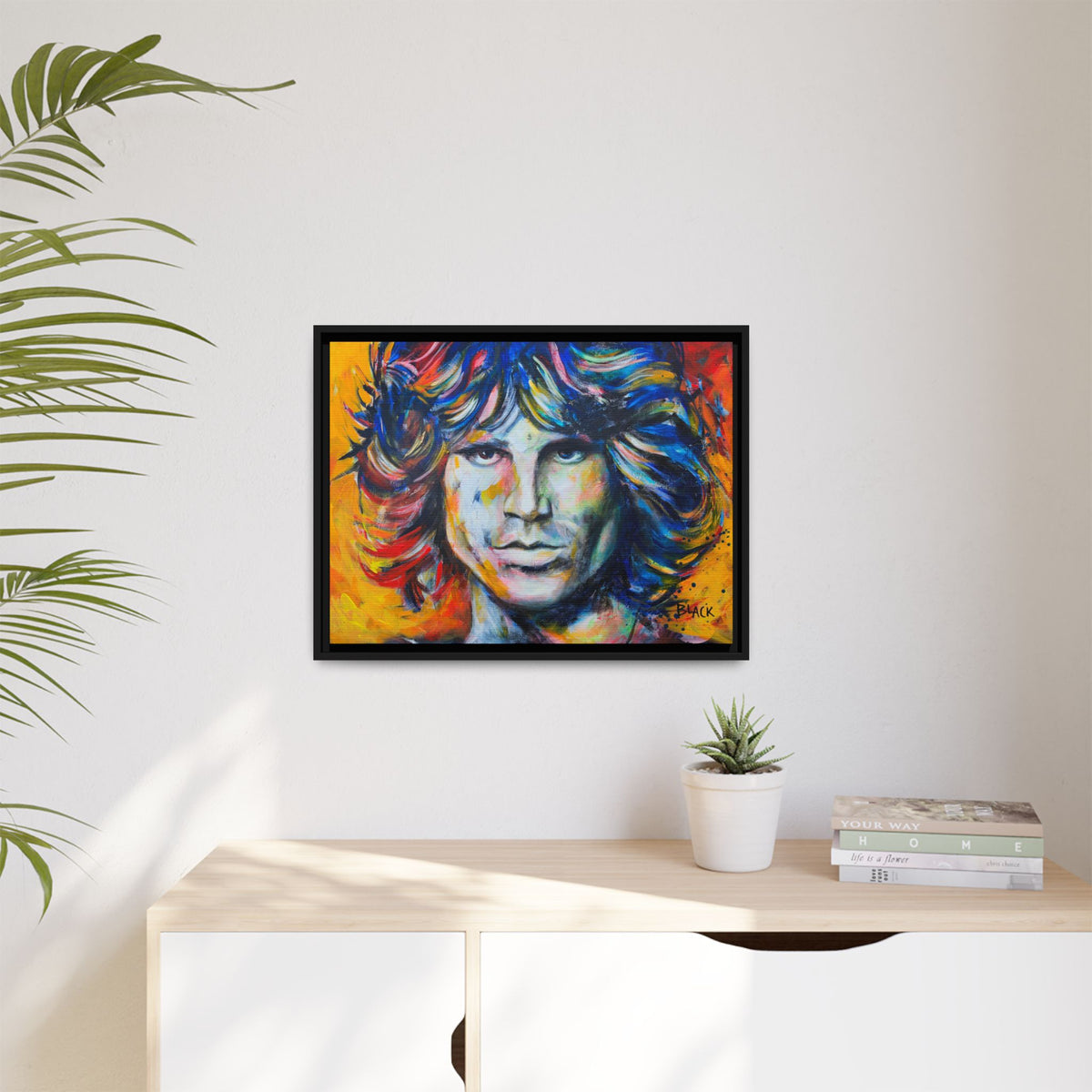 Jim Morrison Matte Canvas, Black Frame