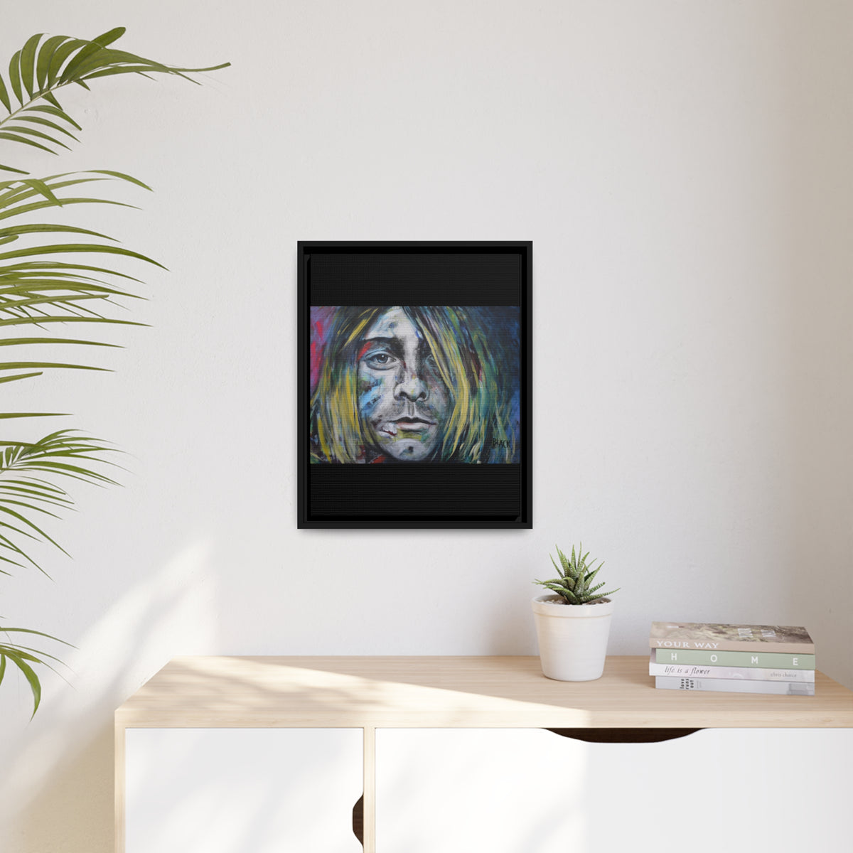 Kurt Cobain Matte Canvas, Black Frame