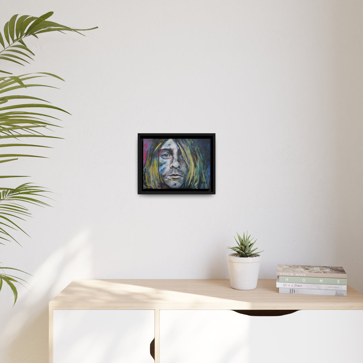 Kurt Cobain Matte Canvas, Black Frame