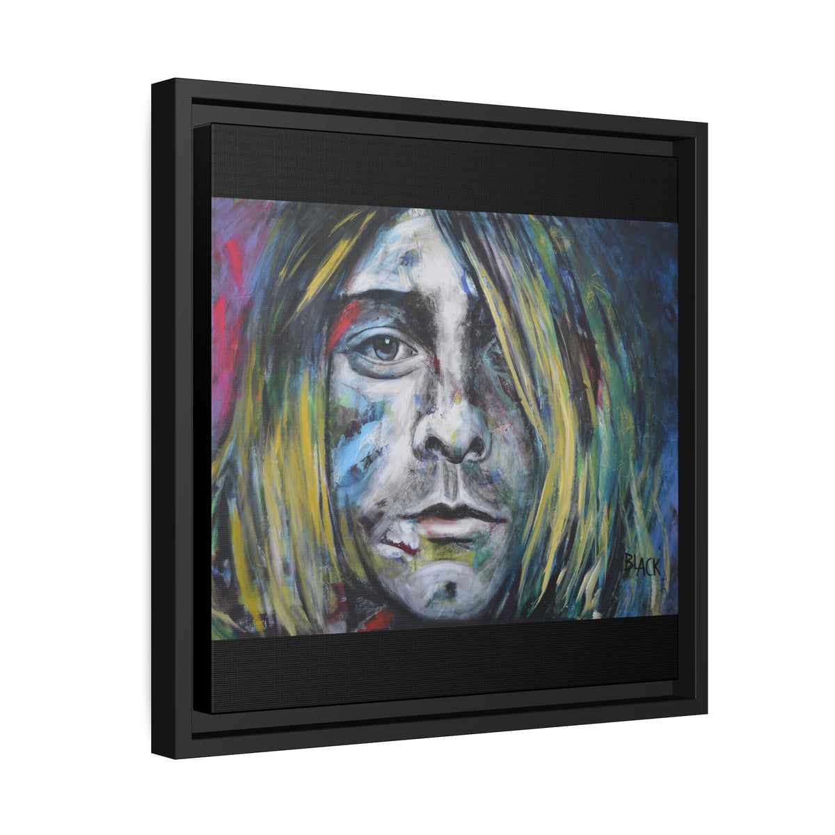 Kurt Cobain Matte Canvas, Black Frame