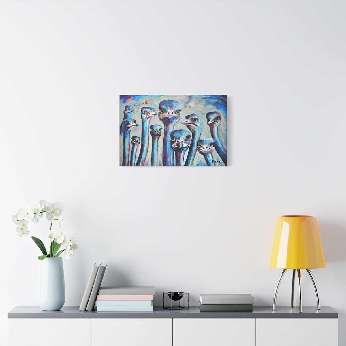 Faces Of Hope - Colourful Ostrich Canvas Wall Art, Quirky Animal Decor, Unique Home Decoration, Bird Lovers Gift, Fun Print