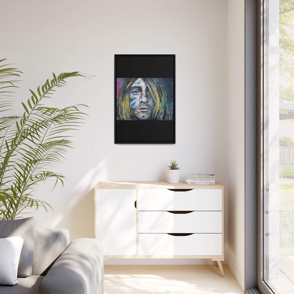 Kurt Cobain Matte Canvas, Black Frame