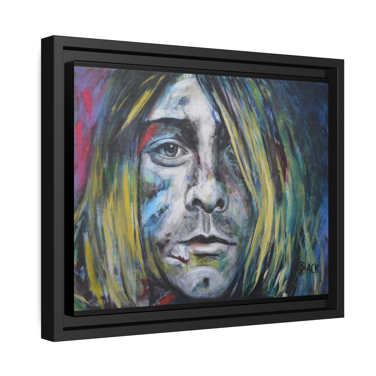 Kurt Cobain Matte Canvas, Black Frame