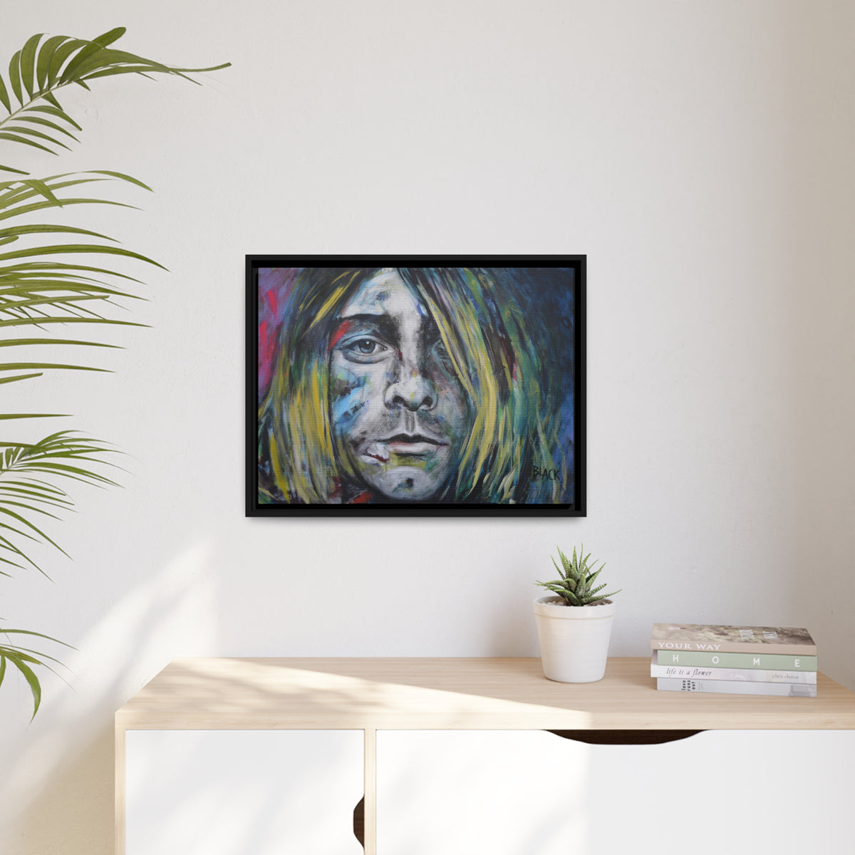 Kurt Cobain Matte Canvas, Black Frame