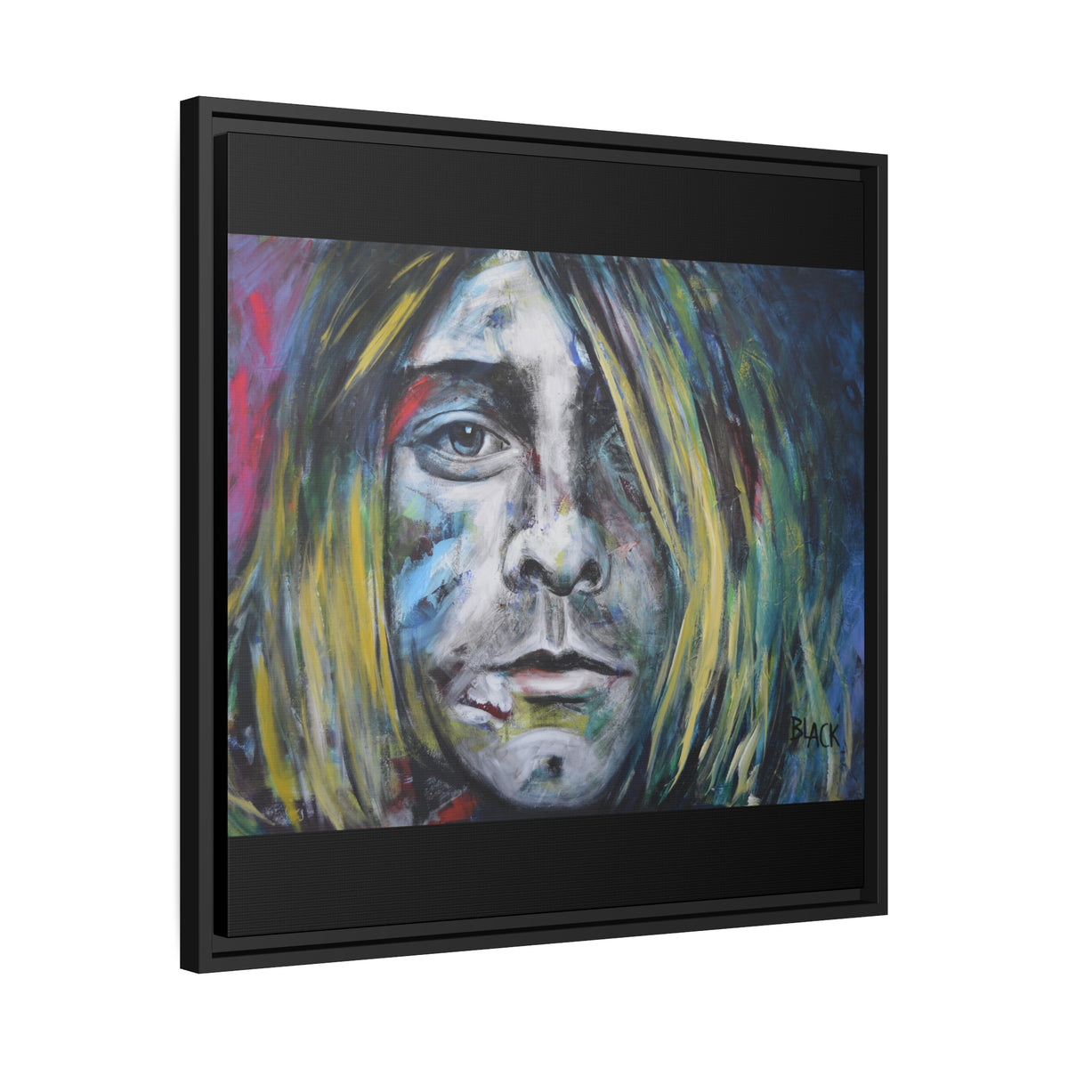 Kurt Cobain Matte Canvas, Black Frame