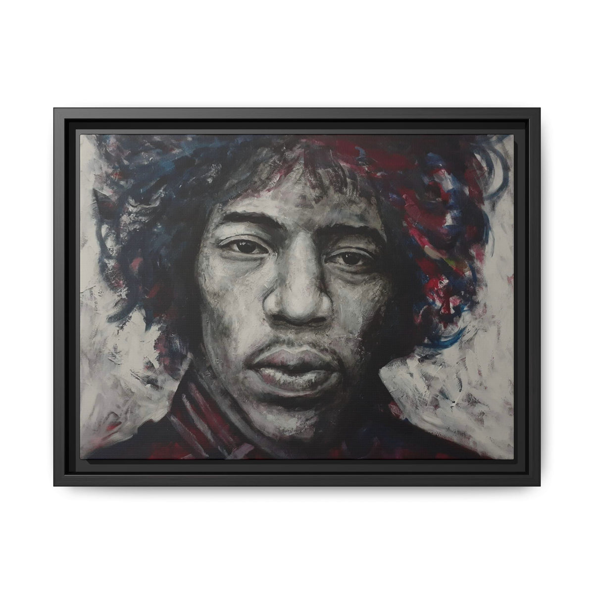Jimi Hendrix - Matte Canvas with Black Frame