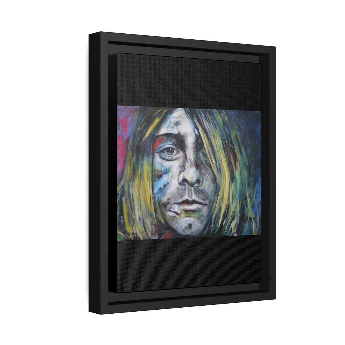 Kurt Cobain Matte Canvas, Black Frame