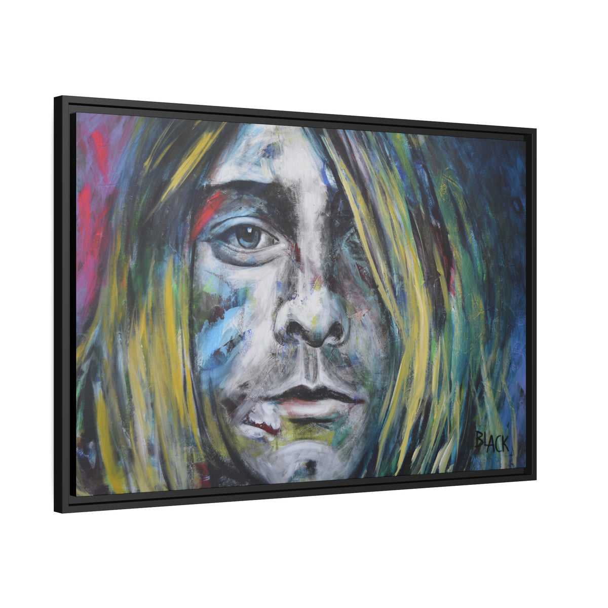 Kurt Cobain Matte Canvas, Black Frame