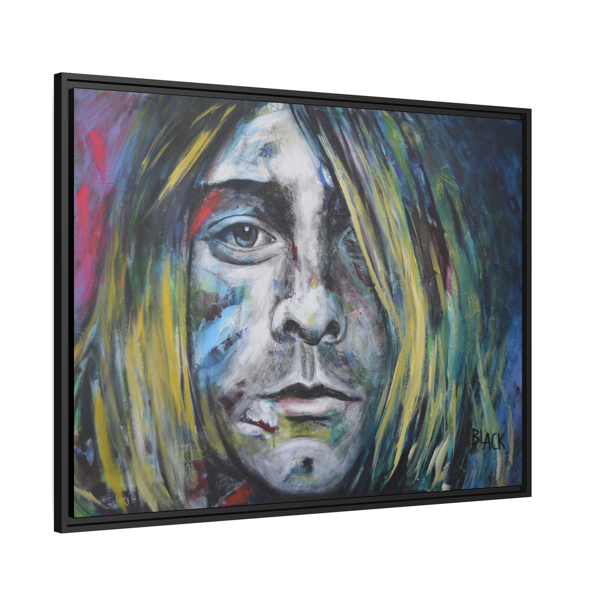 Kurt Cobain Matte Canvas, Black Frame