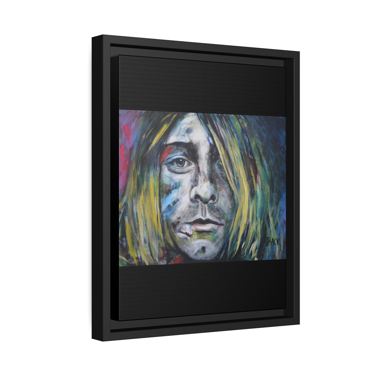 Kurt Cobain Matte Canvas, Black Frame