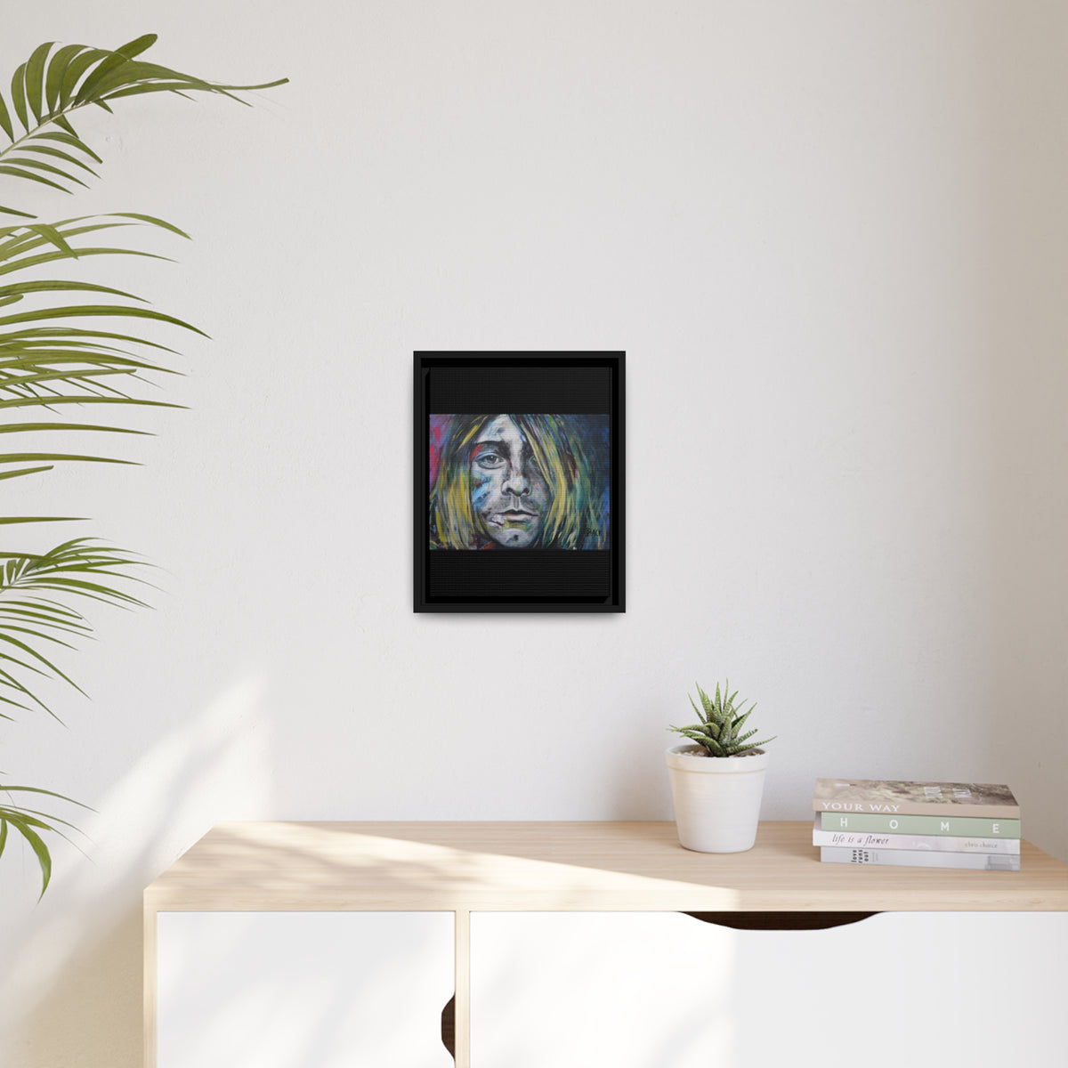 Kurt Cobain Matte Canvas, Black Frame