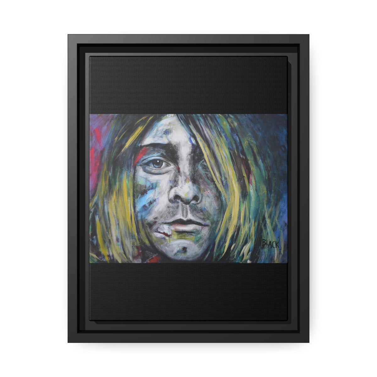 Kurt Cobain Matte Canvas, Black Frame