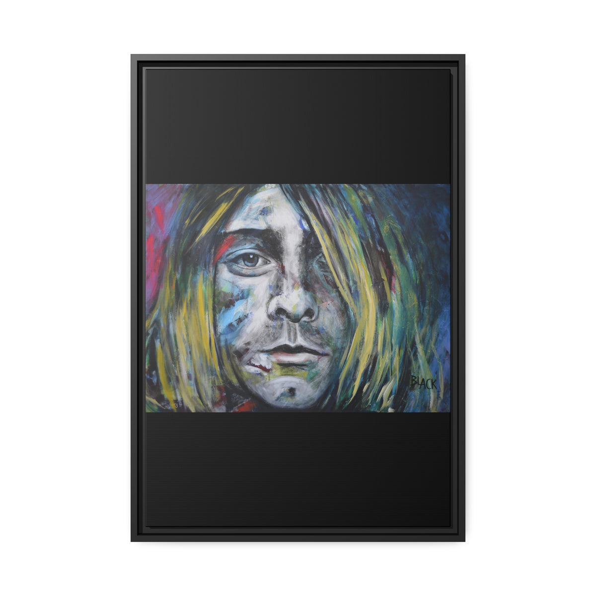 Kurt Cobain Matte Canvas, Black Frame