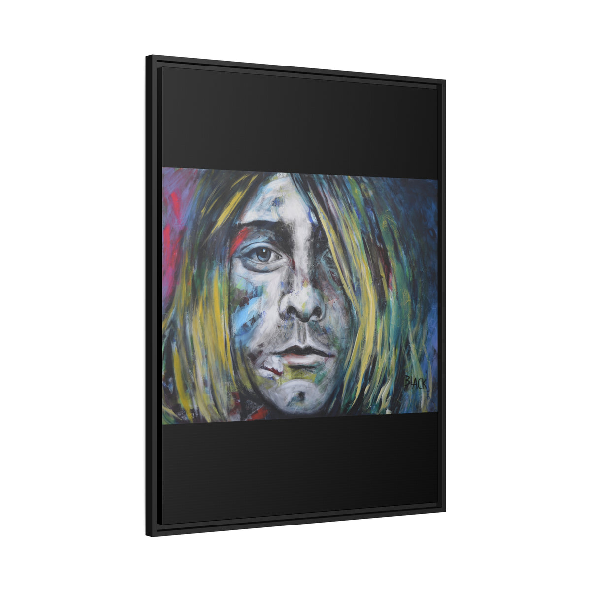 Kurt Cobain Matte Canvas, Black Frame