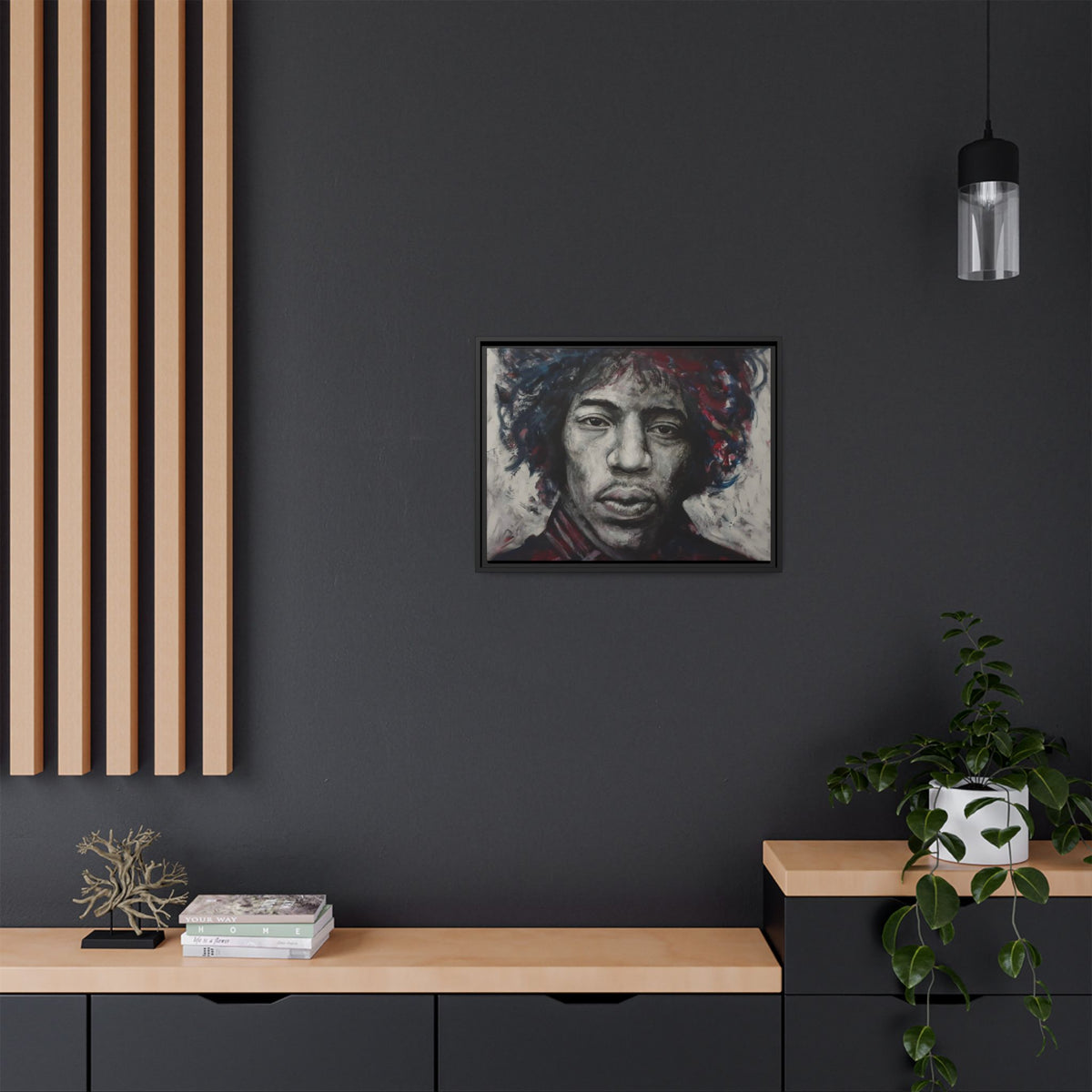 Jimi Hendrix - Matte Canvas with Black Frame