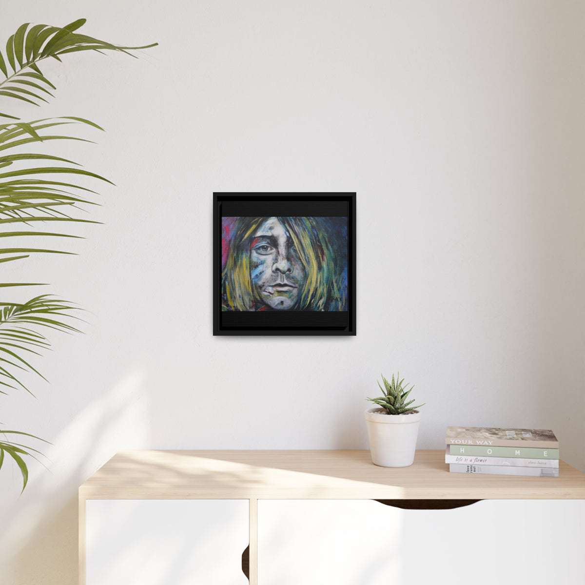 Kurt Cobain Matte Canvas, Black Frame
