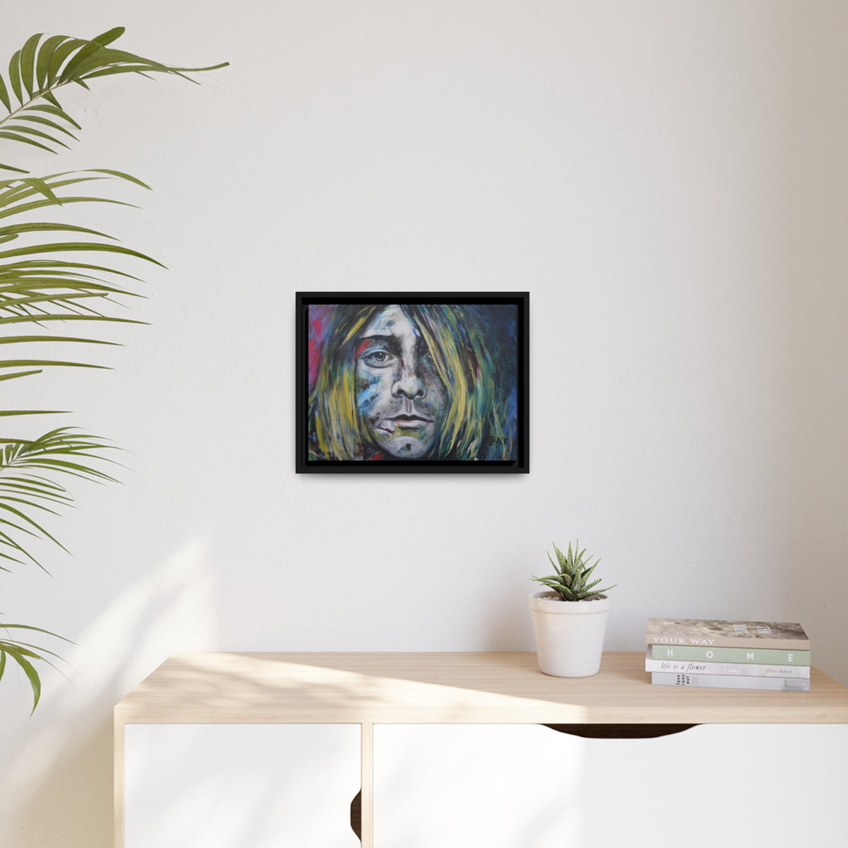Kurt Cobain Matte Canvas, Black Frame