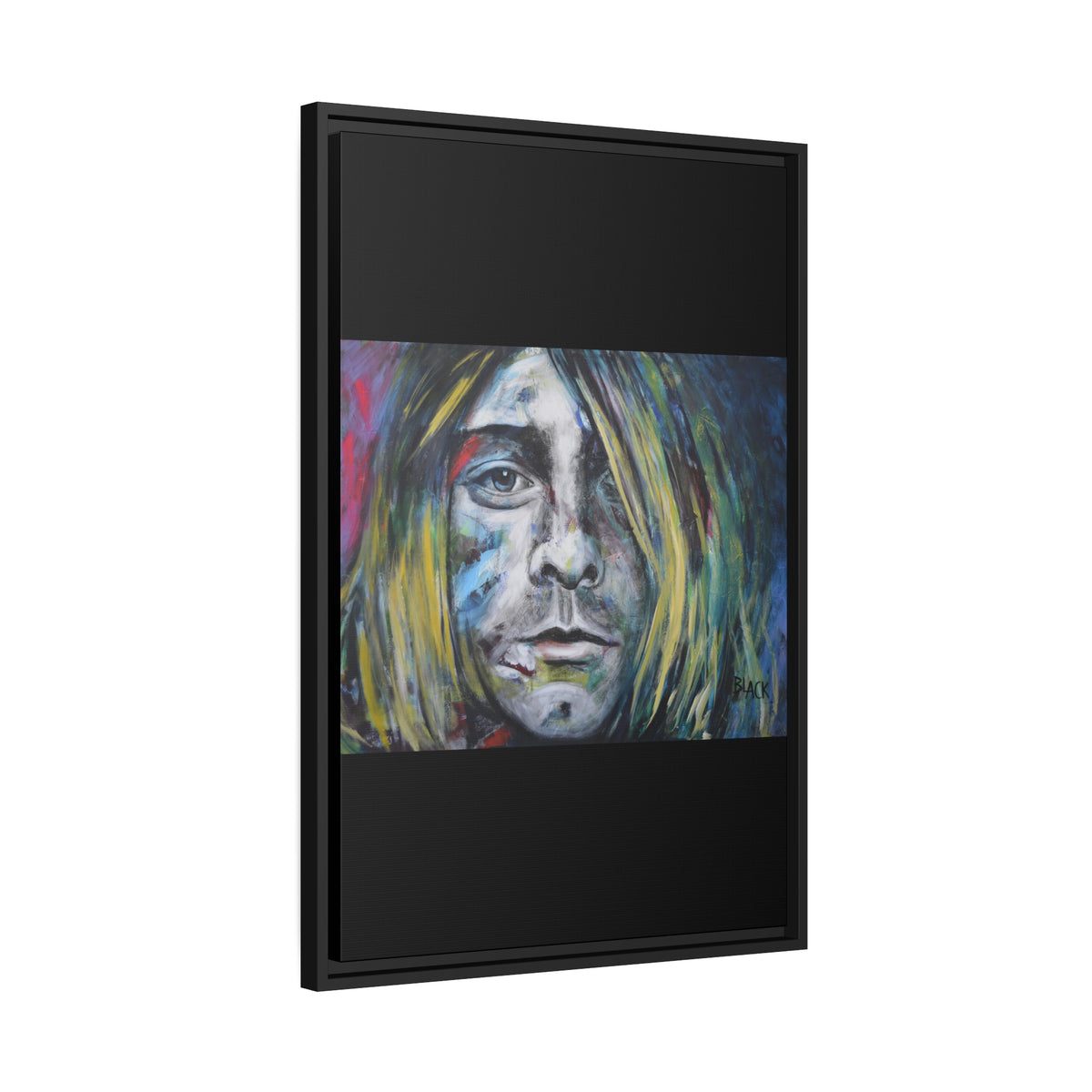Kurt Cobain Matte Canvas, Black Frame