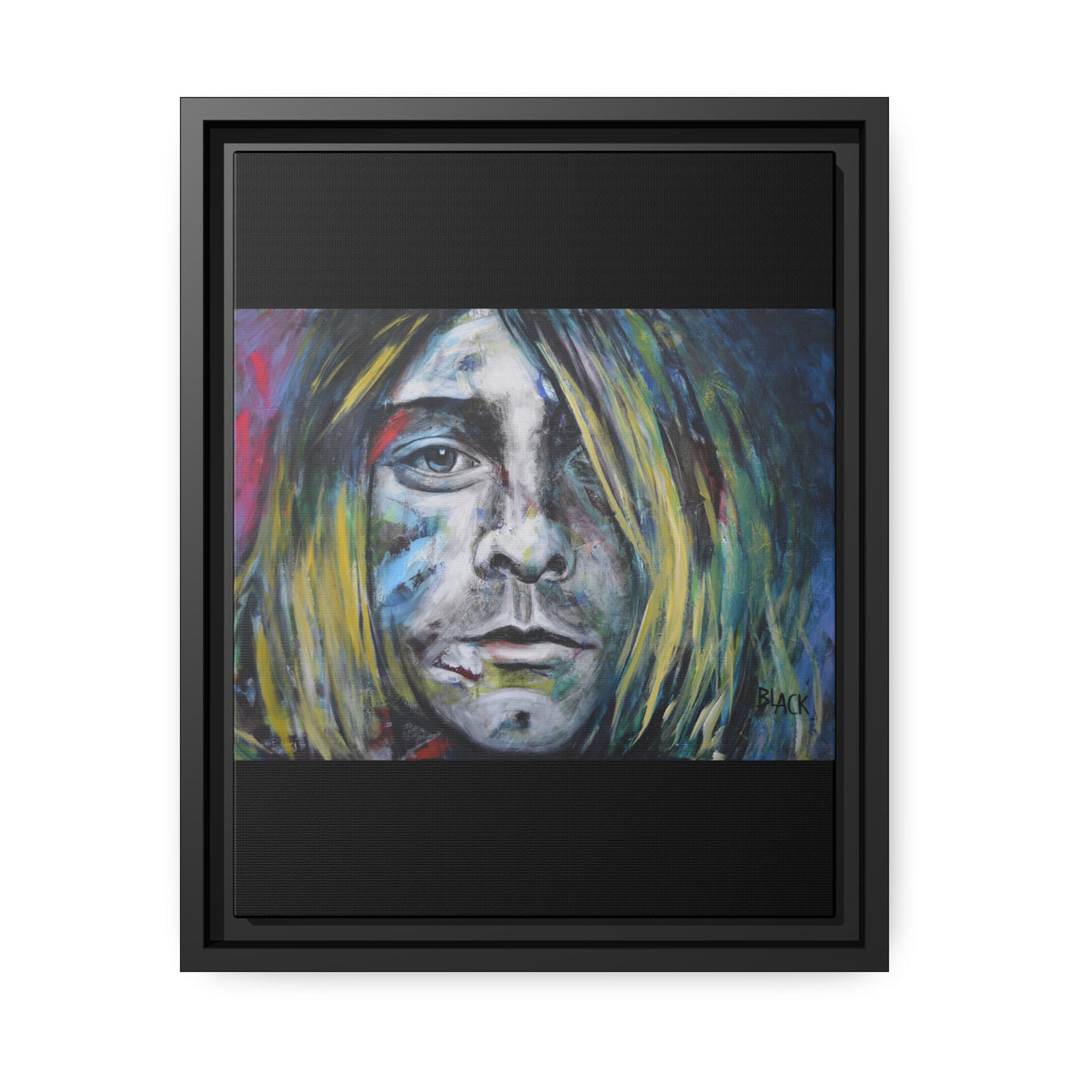 Kurt Cobain Matte Canvas, Black Frame