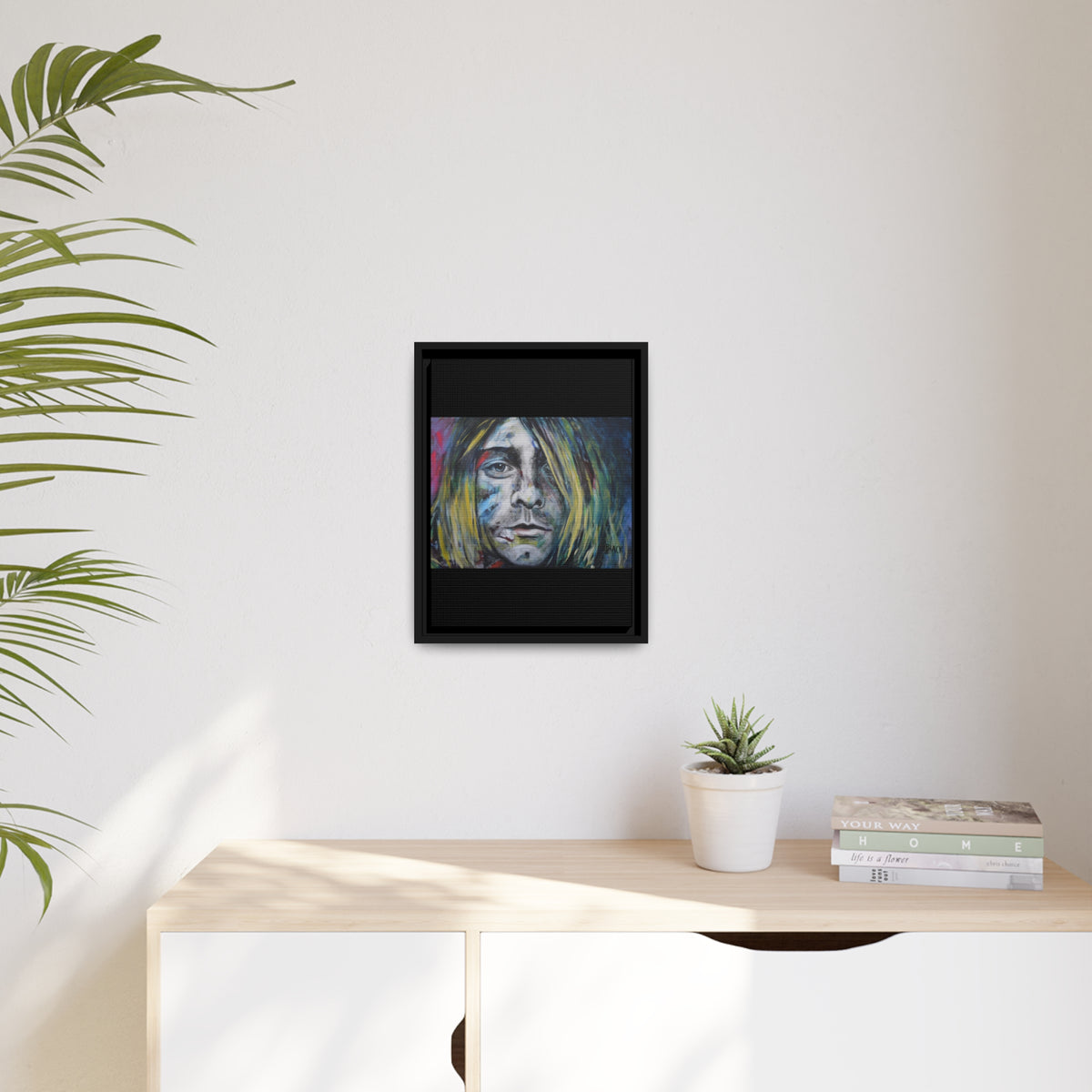 Kurt Cobain Matte Canvas, Black Frame