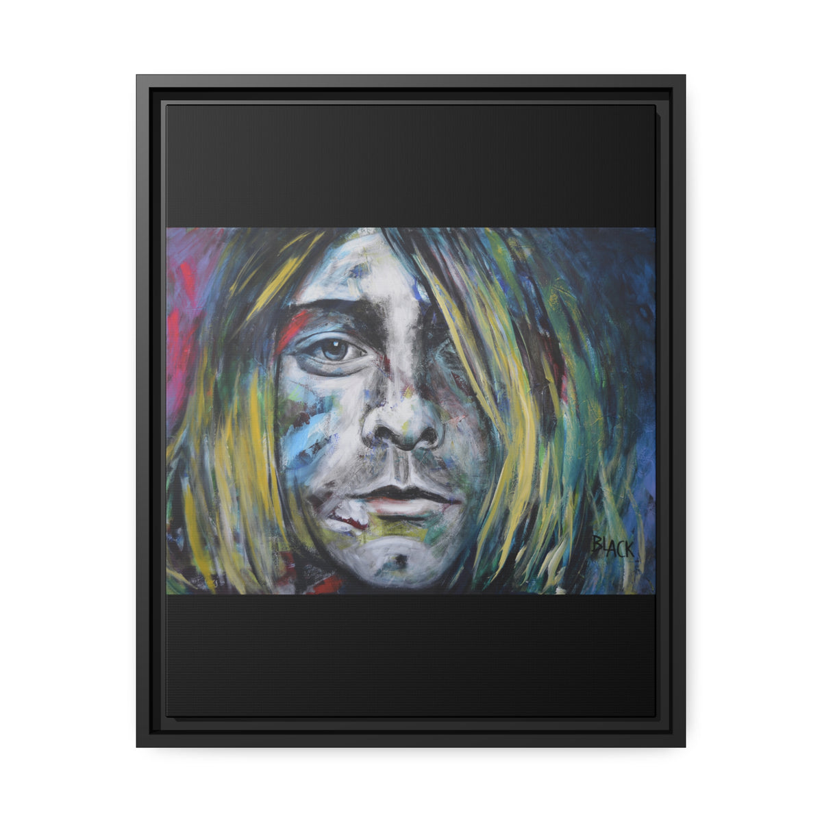 Kurt Cobain Matte Canvas, Black Frame