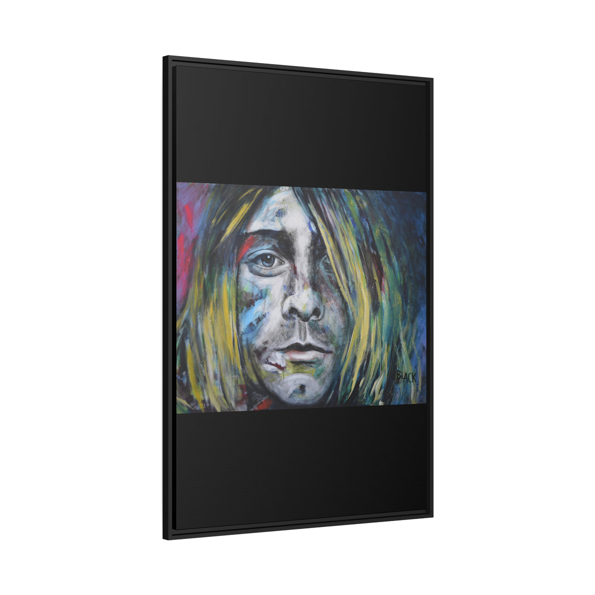 Kurt Cobain Matte Canvas, Black Frame