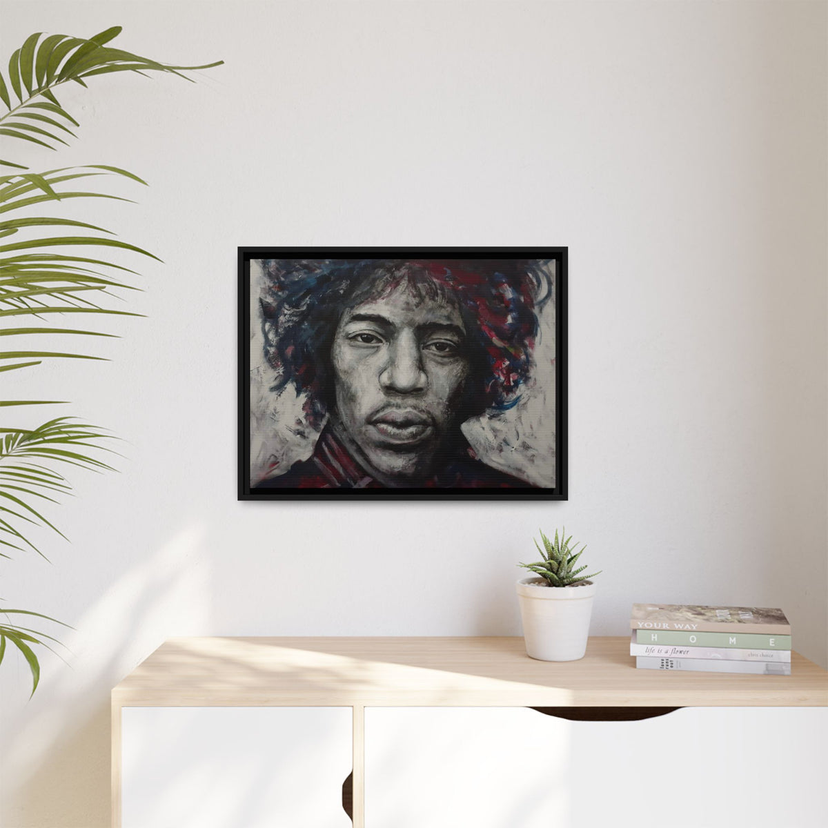 Jimi Hendrix - Matte Canvas with Black Frame