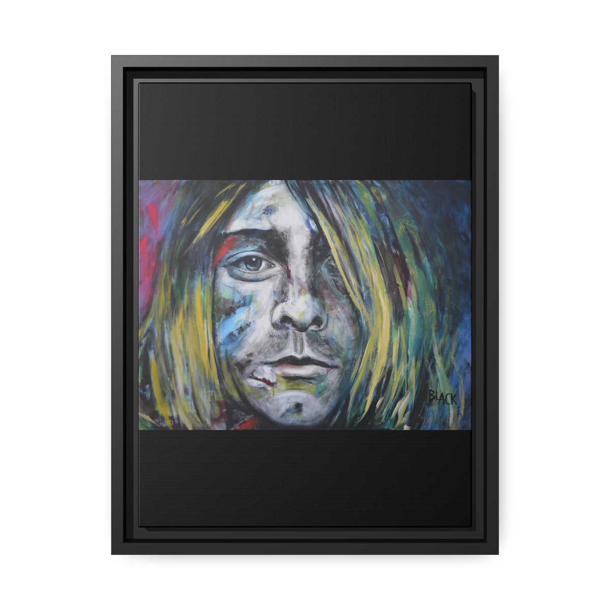 Kurt Cobain Matte Canvas, Black Frame