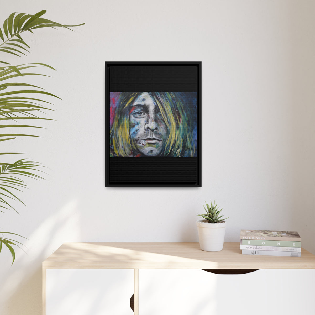 Kurt Cobain Matte Canvas, Black Frame