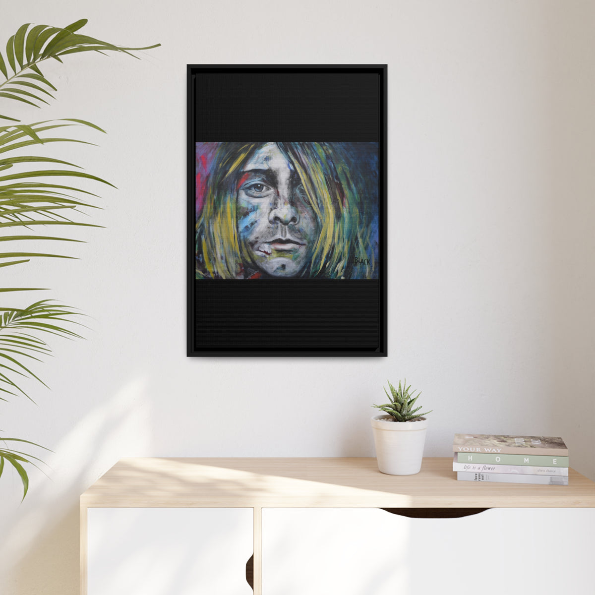 Kurt Cobain Matte Canvas, Black Frame