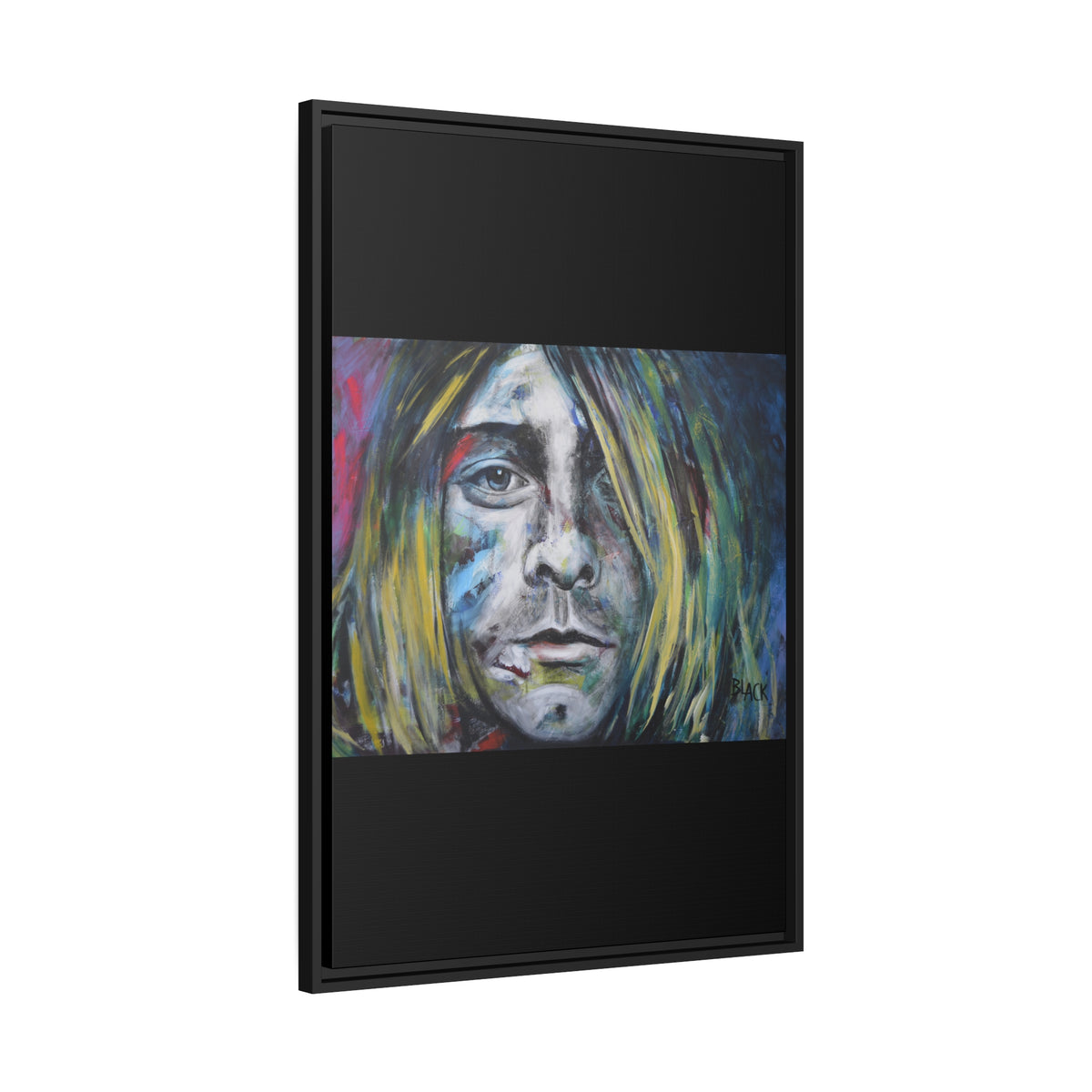 Kurt Cobain Matte Canvas, Black Frame