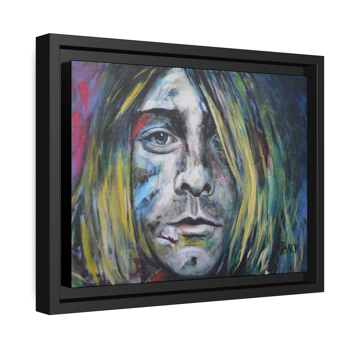 Kurt Cobain Matte Canvas, Black Frame