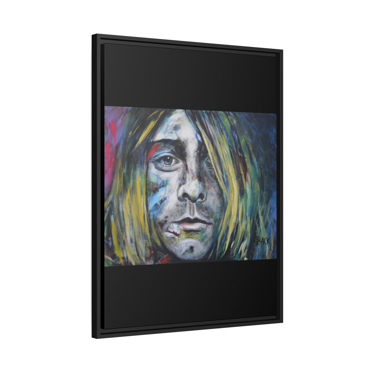 Kurt Cobain Matte Canvas, Black Frame