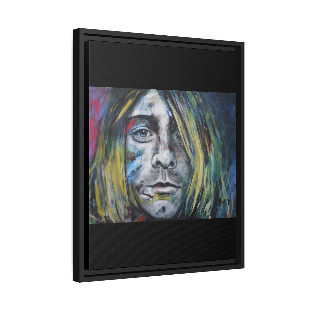 Kurt Cobain Matte Canvas, Black Frame