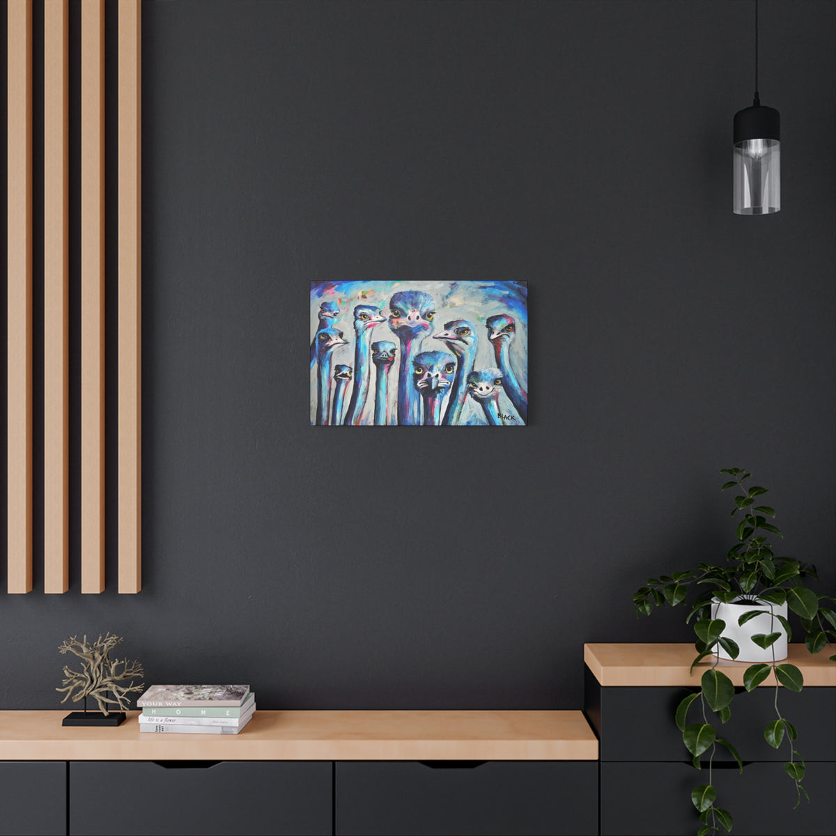 Faces Of Hope - Colourful Ostrich Canvas Wall Art, Quirky Animal Decor, Unique Home Decoration, Bird Lovers Gift, Fun Print