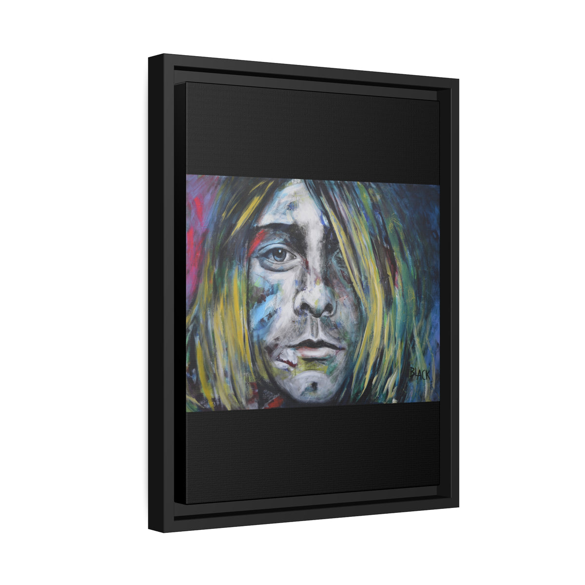 Kurt Cobain Matte Canvas, Black Frame