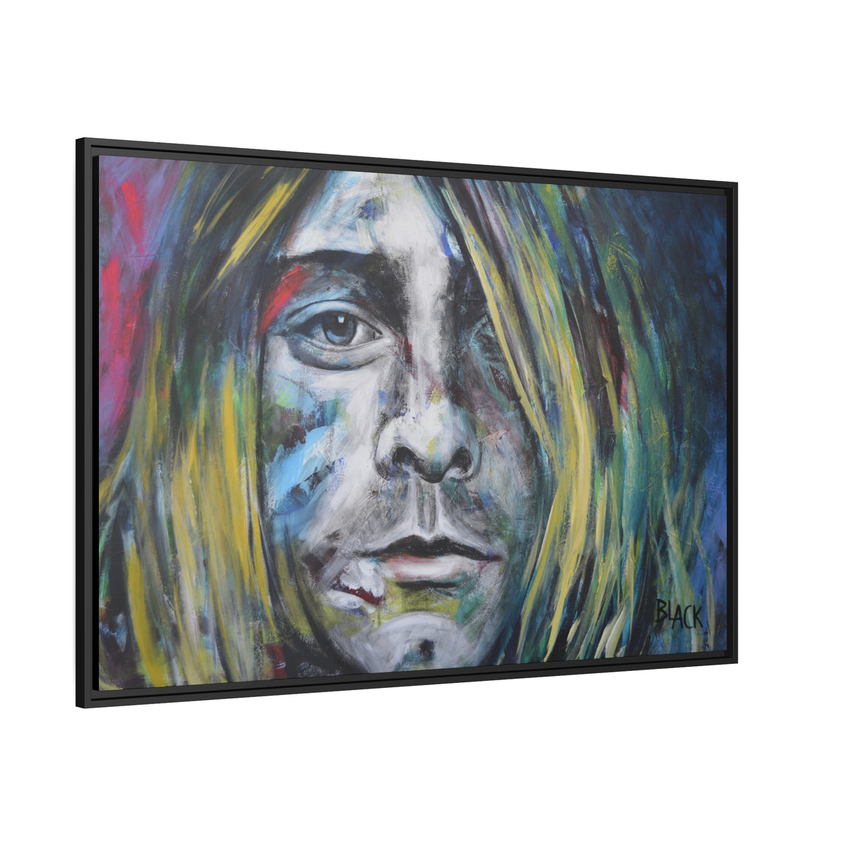 Kurt Cobain Matte Canvas, Black Frame