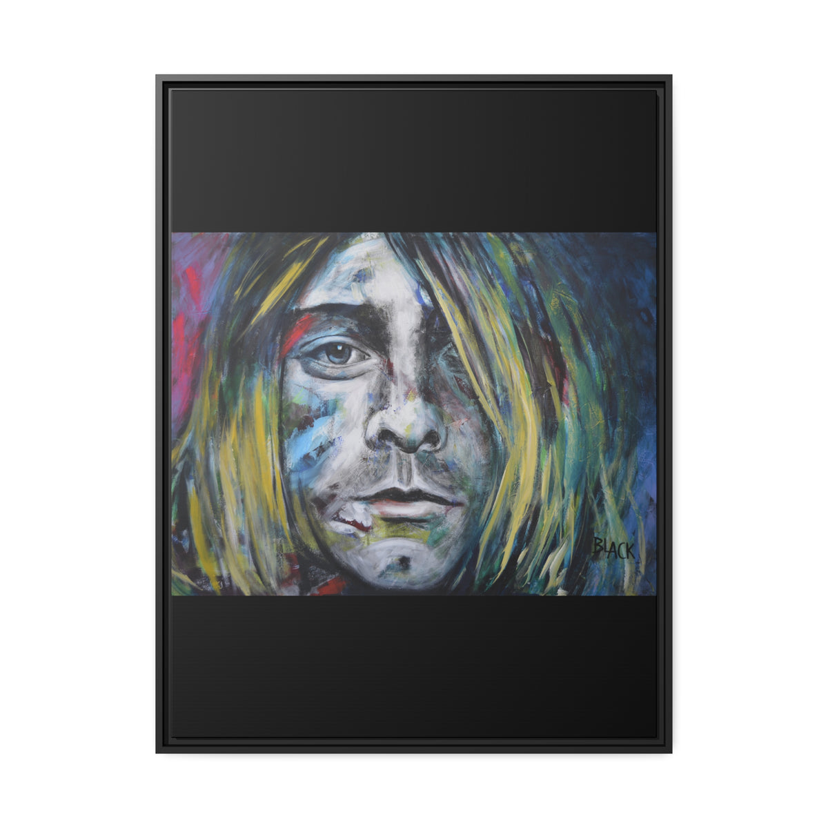 Kurt Cobain Matte Canvas, Black Frame