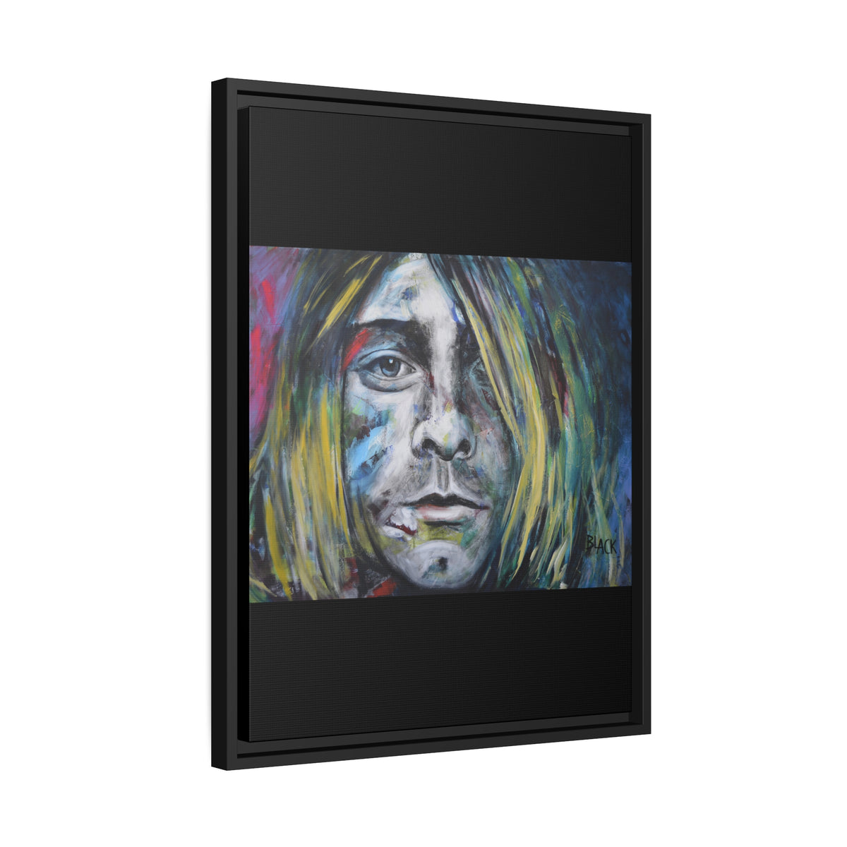 Kurt Cobain Matte Canvas, Black Frame