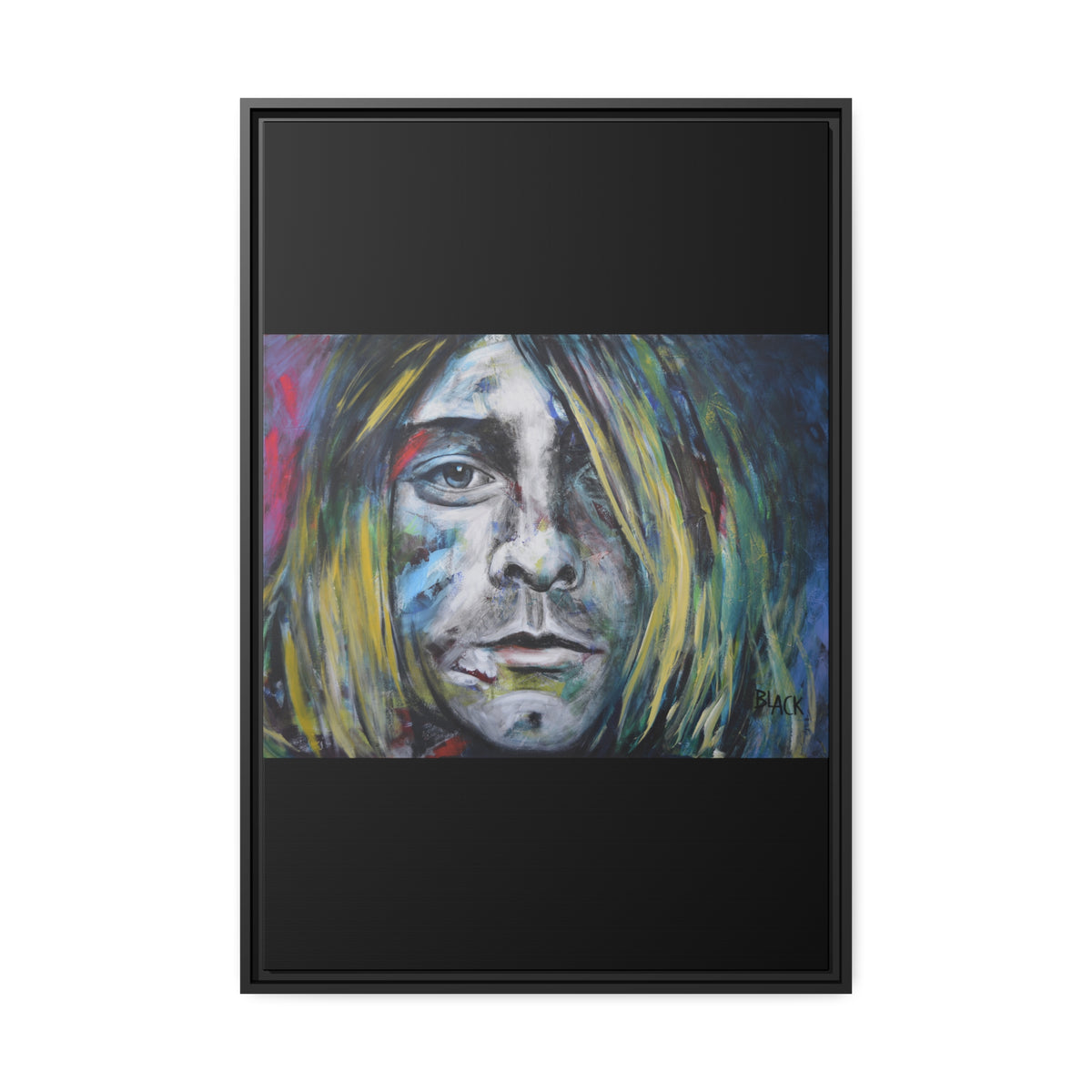 Kurt Cobain Matte Canvas, Black Frame